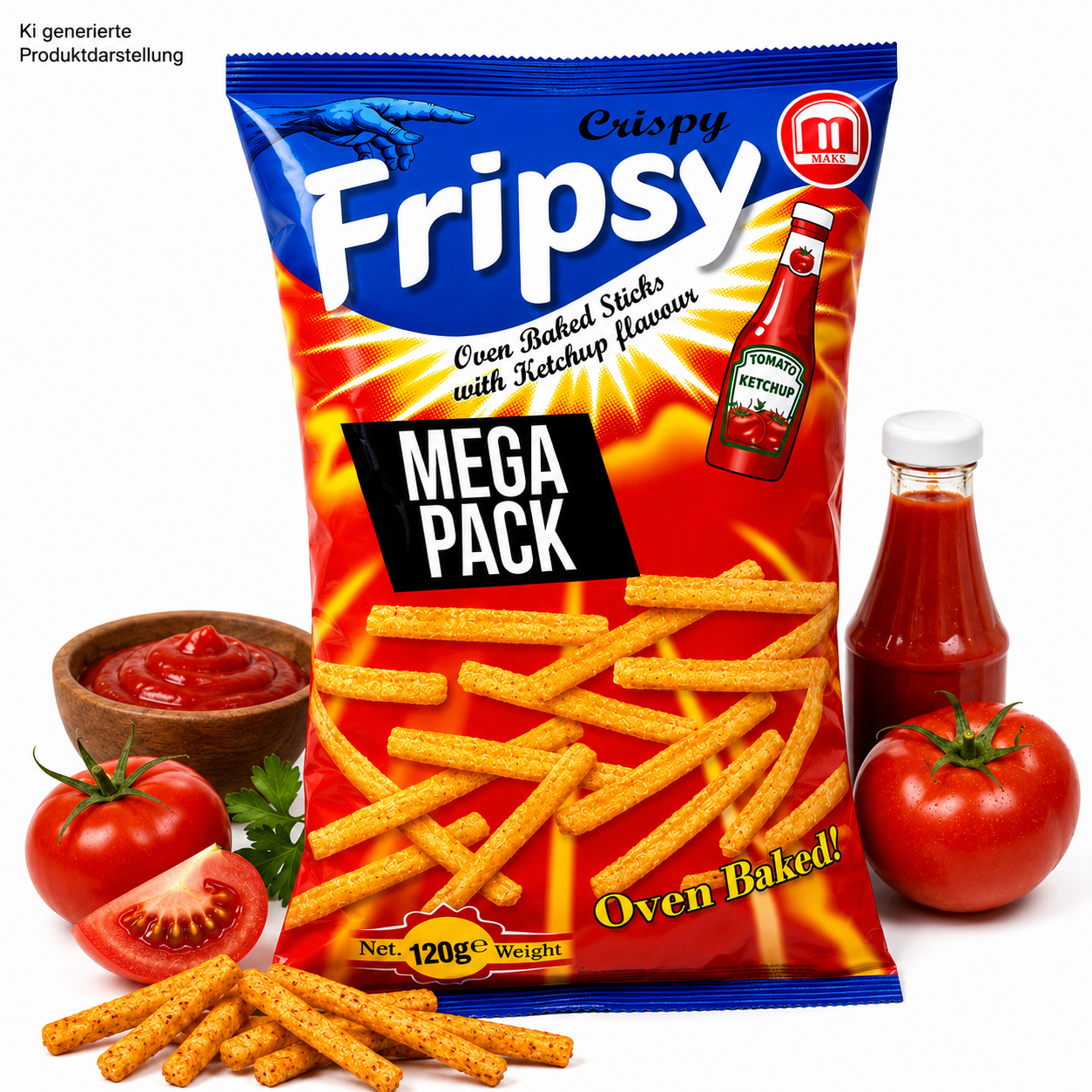 Fripsy Mega Pack -  Ketchup Sticks Oven Baked 120g (halal)(Mazedonien)